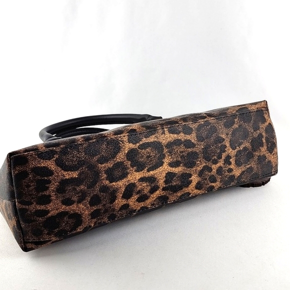 NWT Primeware Black Faux Leather Leopard Print Insulated Wine Bottle Lunch Bag - Picture 7 of 11